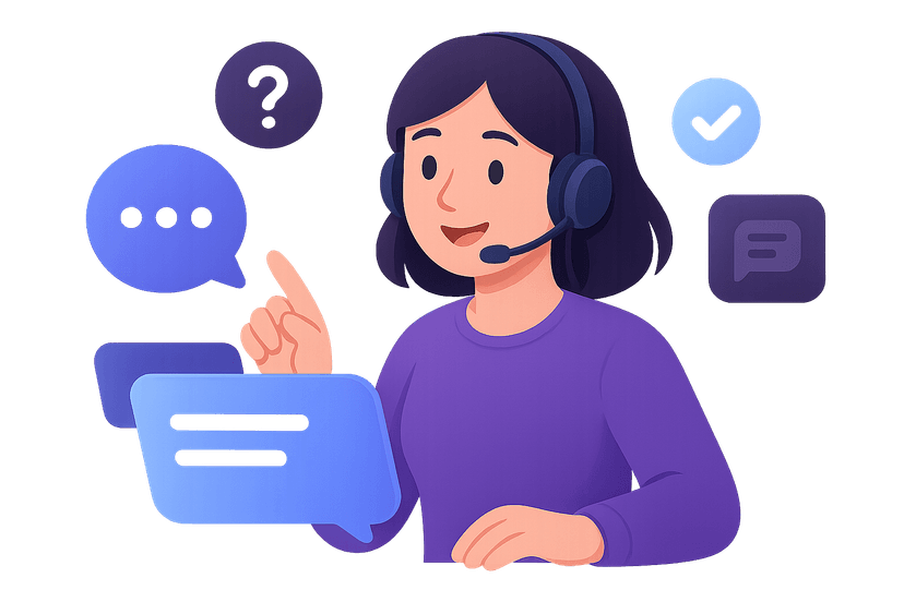 Illustration of customer support representative assisting a client